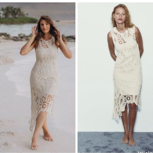 ZARA ASYMMETRIC CROCHET DRESS - Picture 1 of 10